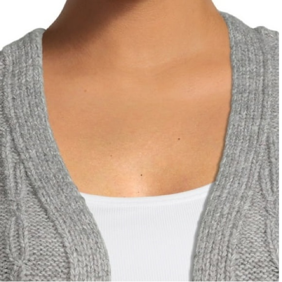 Grey cable knit open front sweater with pockets, Small 4/6 - Picture 2 of 7